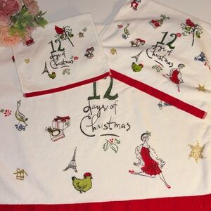 LENOX 12 Days of Christmas Bath Towel Set 12 DAYS PF CHRISTMAS GUEST TOWELS